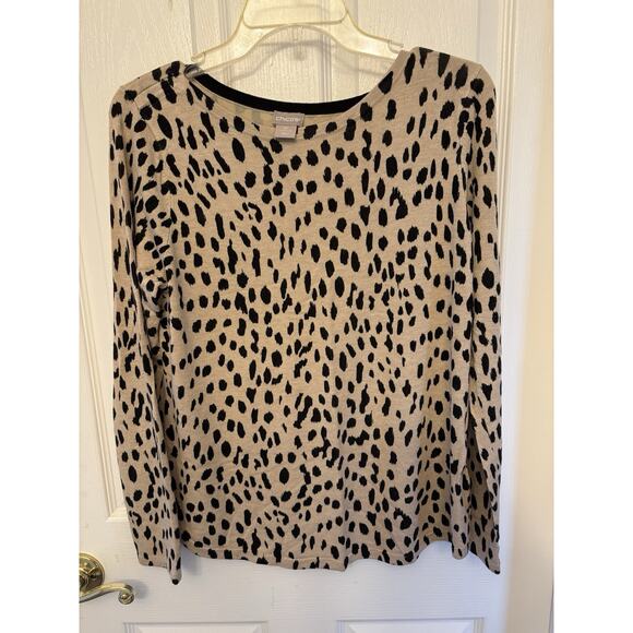 Chico's Womens Lightweight Sweater Animal Print Leopard Long Sleeve Size 1P MP - Picture 10 of 12